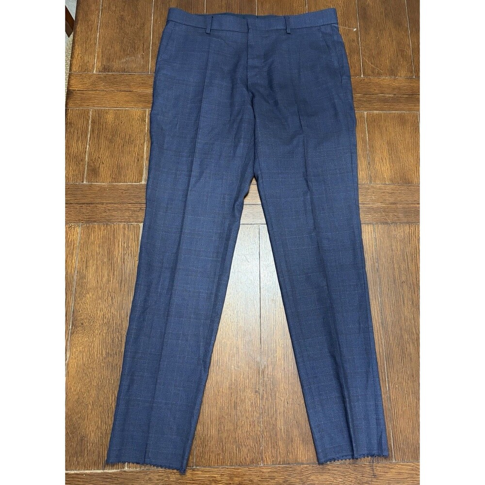 Hugo Boss Dress Pants Men’s 40R Blue 100% Virgin Wool Pleated Trousers NWOT